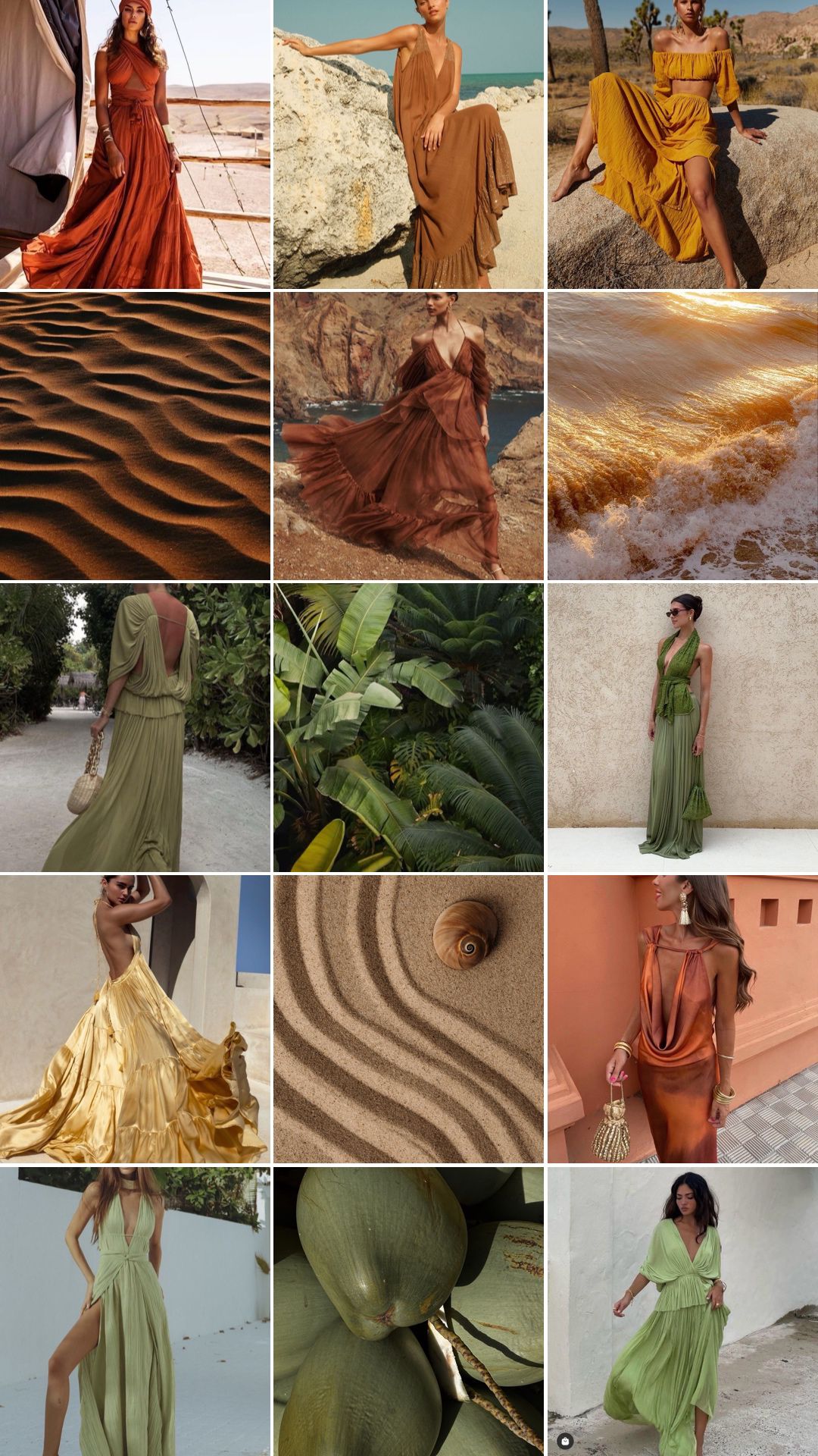 Attire mood board with earthy tones inspiration